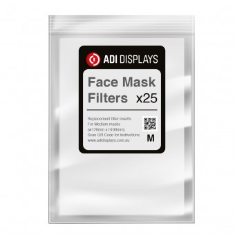 Face Mask Filter Fabric Inserts 25 pack - Medium